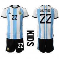 Dres Argentína Lautaro Martinez #22 Domáci pre deti MS 2022 Krátky Rukáv (+ trenírky)